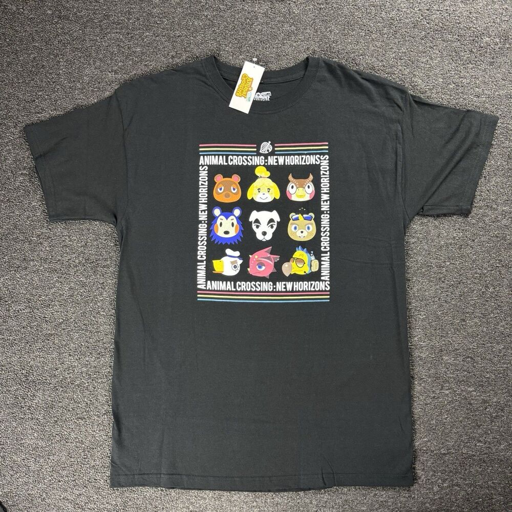 NWT Animal Crossing Residents Graphic T-Shirt Black Men’s Size L Nintendo Tee